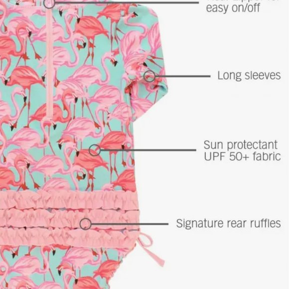 Fab Flamingo Long Sleeve One Piece Rash Guard - Picture 4 of 5